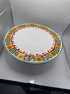 Vintage Floral Cake Stand Pedestal Plate Cottagecore Farmhouse Decor